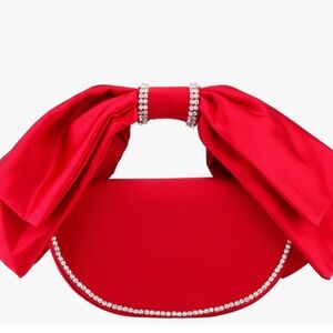 Nina Eveie in Red Rouge Elegant Red Satin Clutch with Rhinestone Accents